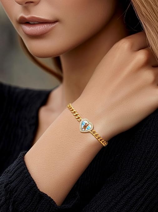 Custom4U Personalized Photo Bracelet for Women Locket Charm Cuff Bangle