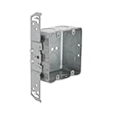 Hubbell-Raco 685 2-Device, 2-1/8-Inch Deep, 1/2-Inch and 3/4-Inch Side Knockouts, Wood/Metal Stud Bracket 4-Inch Square Switch Box, Drawn, red