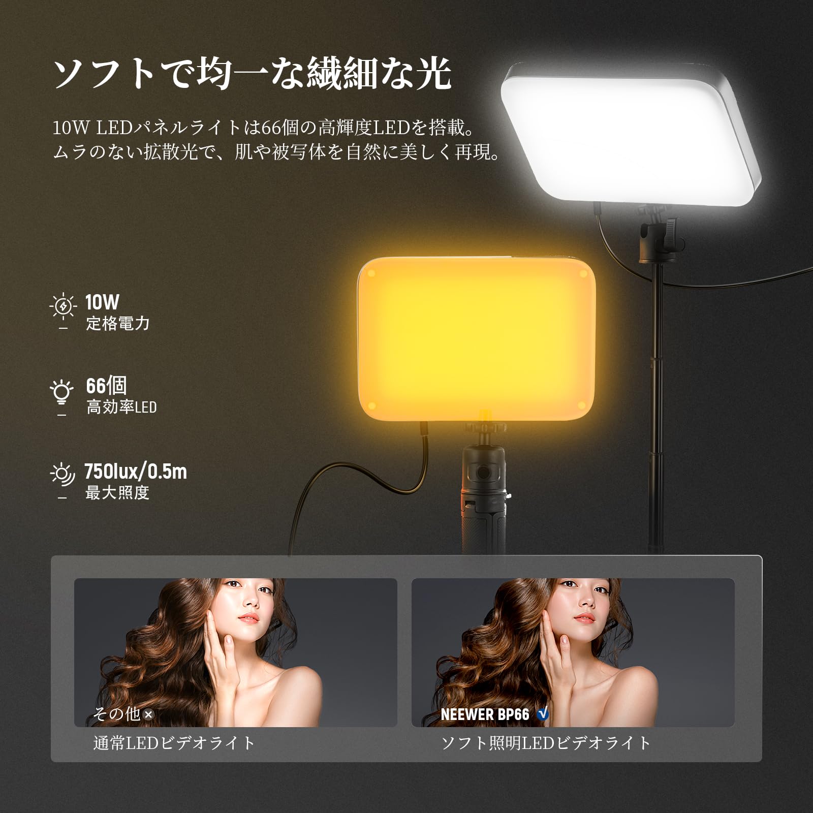 Amazon | NEEWER BASICS 2パック LEDビデオライト 撮影用ライト 二色 