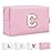 Small Personalized Initial A-Z Patch Makeup Bag,Pink Cute PU Leather Glitter Letter Cosmetic Bag for Teen Girls,Travel Toiletry Bag with Zipper,Preppy Monogrammed Birthday Gift for Daughter Niece C