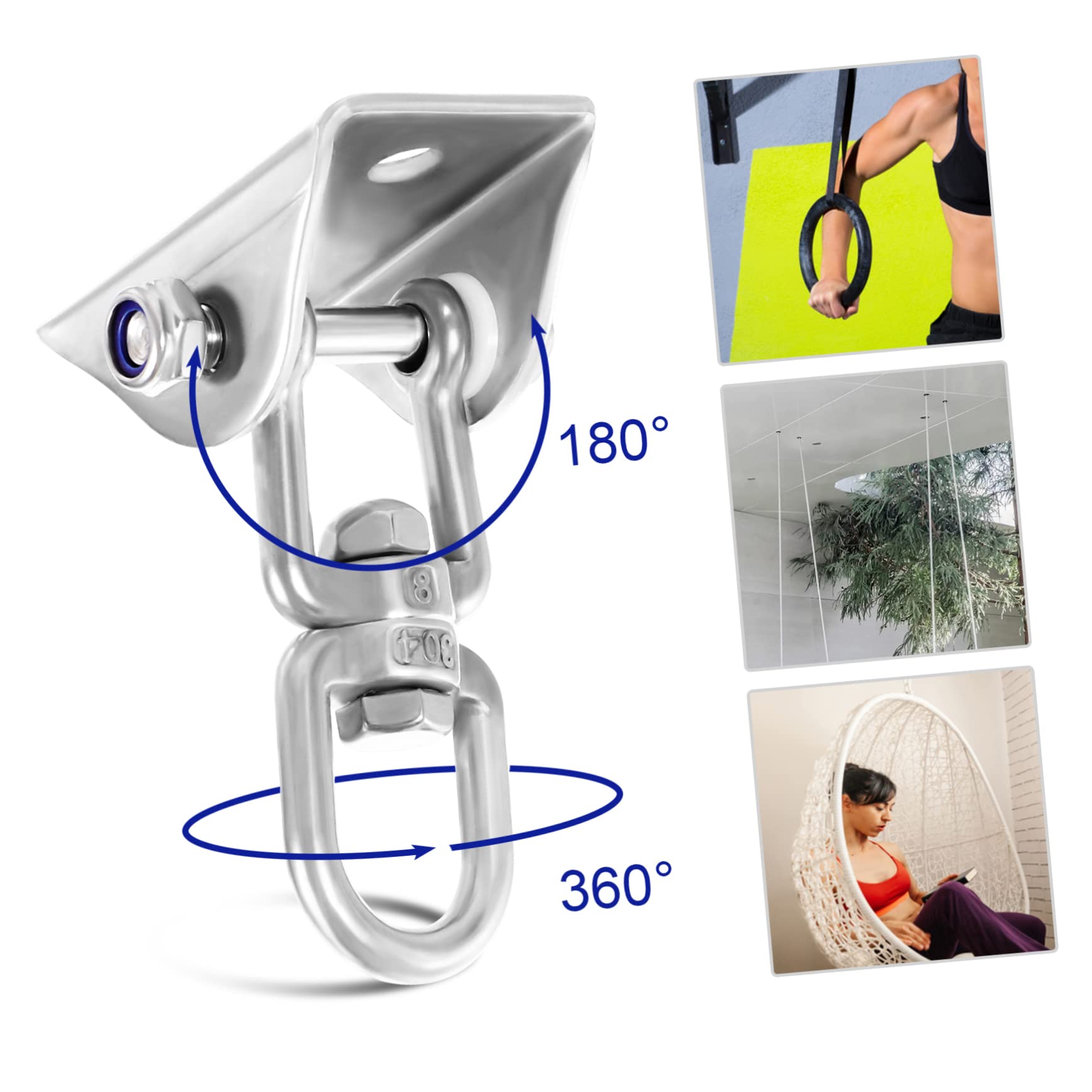 Toddmomy Robustes Schaukel Aufhängeset aus 304 Edelstahl mit Glatter Oberfläche und Sicherer Befestigung für Wand und Spielplatz Schaukelhaken und Schrauben