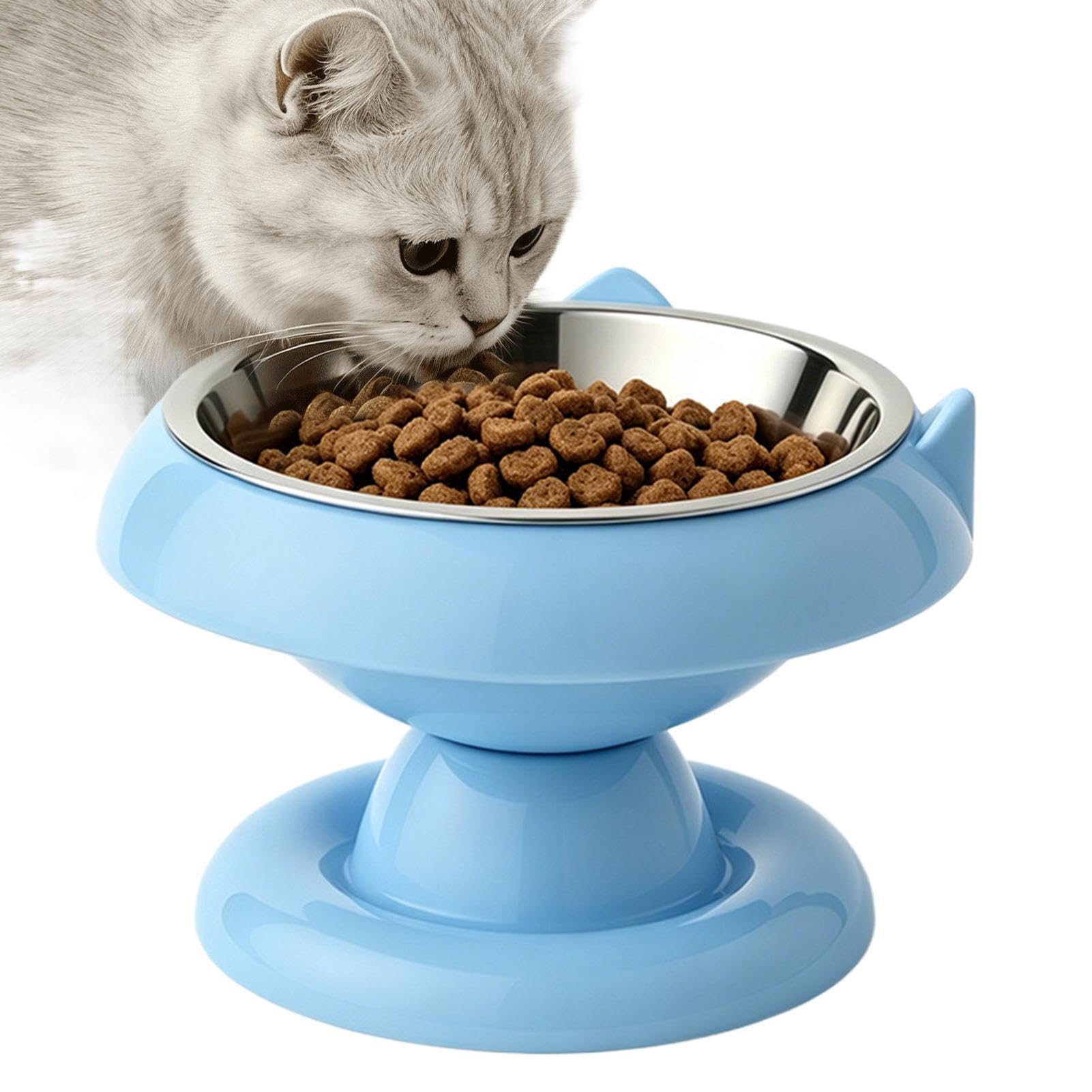 Cuenco Elevado para Gatos Bebedero Antivuelco de Acero Inoxidable | Protección Cuello Y Abertura Ancha Cuenco Elevado Alimento Gatos Interior, Exterior, Veterinario, Y Perros