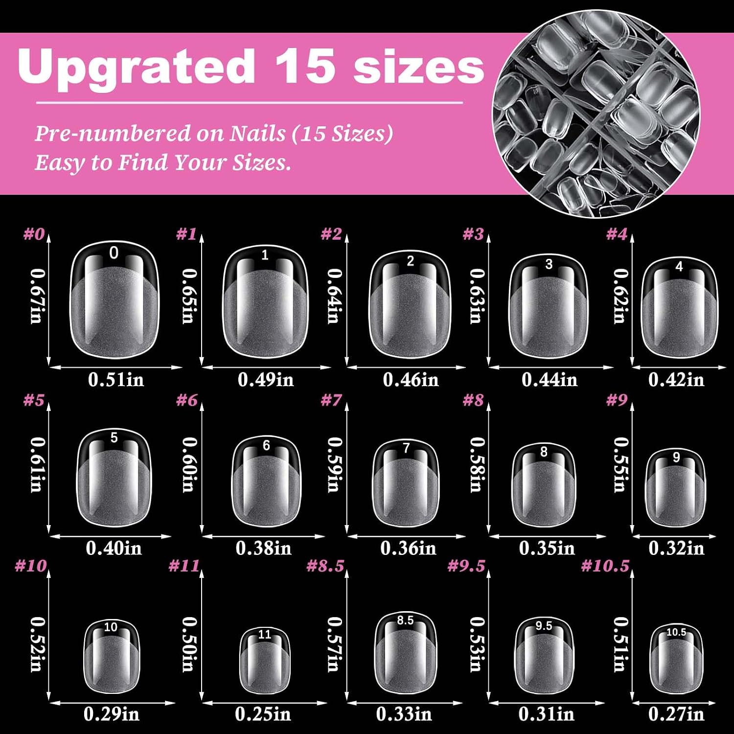 300pc Extra Short Round Square Gel Nail Tips Clear Fake Nail, XS Clear Press on Nails Short Squoval Soft Gel Nail Tips Acrylic Nails Full Cover False Nail Artificial Fingernail for Nail Extensions
