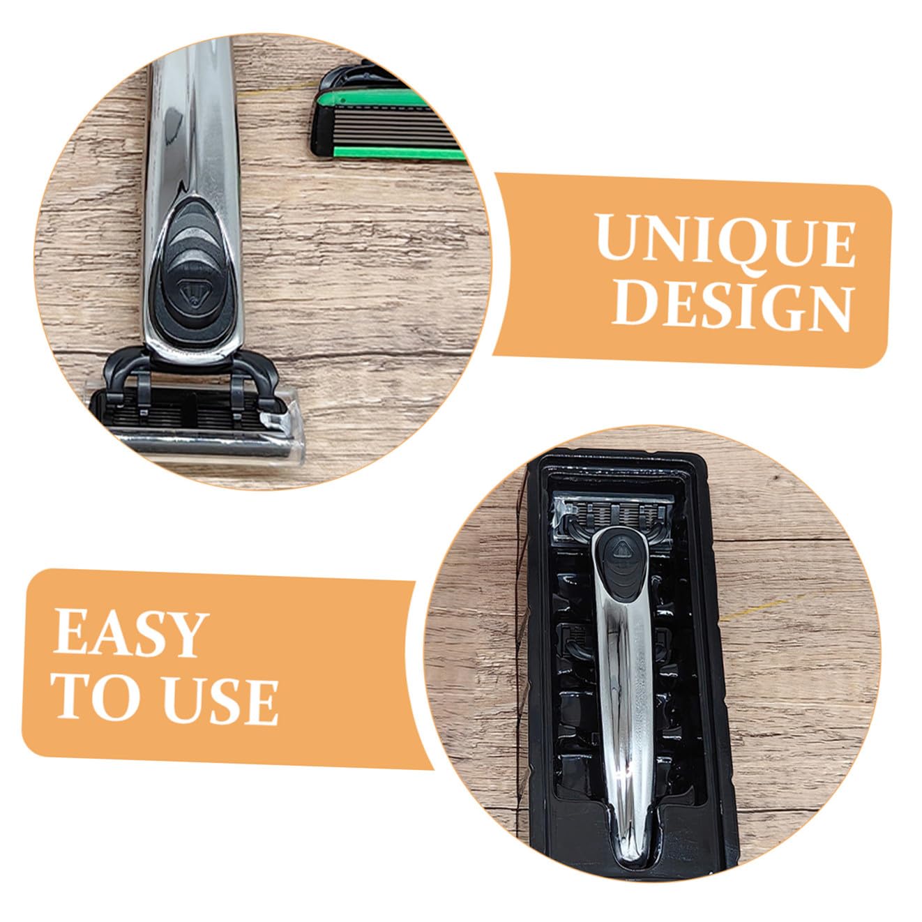 COLLBATH 7-layer Blade Safety Razor for Men, Manual Metal Shaving Razor with Replaceable Heads, Silver 1+2 Set, Double Edge Blades for Face Shaving and Travel Use