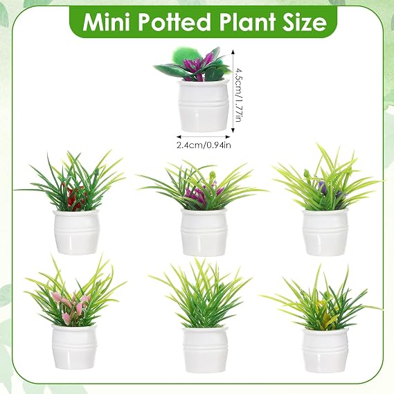 7 Pcs Miniature Plants Set, Mini Plant Artificial Potted Greenery, Dollhouse Plants Decor, Miniature Dollhouse Accessories for Crafts and Micro Landscape | Dollhouse Plants Decor, Miniature Dollhouse Accessories for Crafts and Micro Landscape