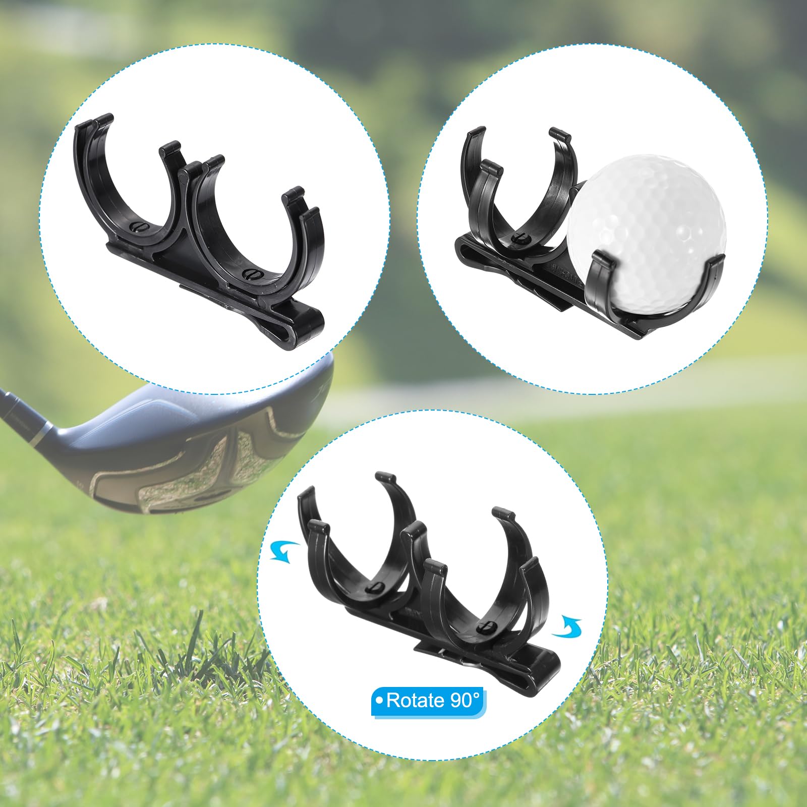 PATIKIL Golf Pelotas Soporte, 2uds Plástico Giratorio Plegable Sostiene 2 Bolas Golf Clip Accesorios para Pelota Juegos Accesorio en Cintura Cinturón, Negro