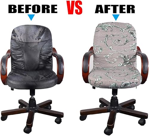 Miniatura 8 de Fundas elásticas para sillas de oficina, extraíbles y lavables, antipolvo, de elastano, para silla giratoria universal, tamaño grande (negro)