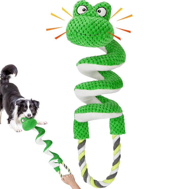 Brinquedo de Corda para Cães com Papel Sonoro e Apito Eneston – Frog Rope, 1 unidade