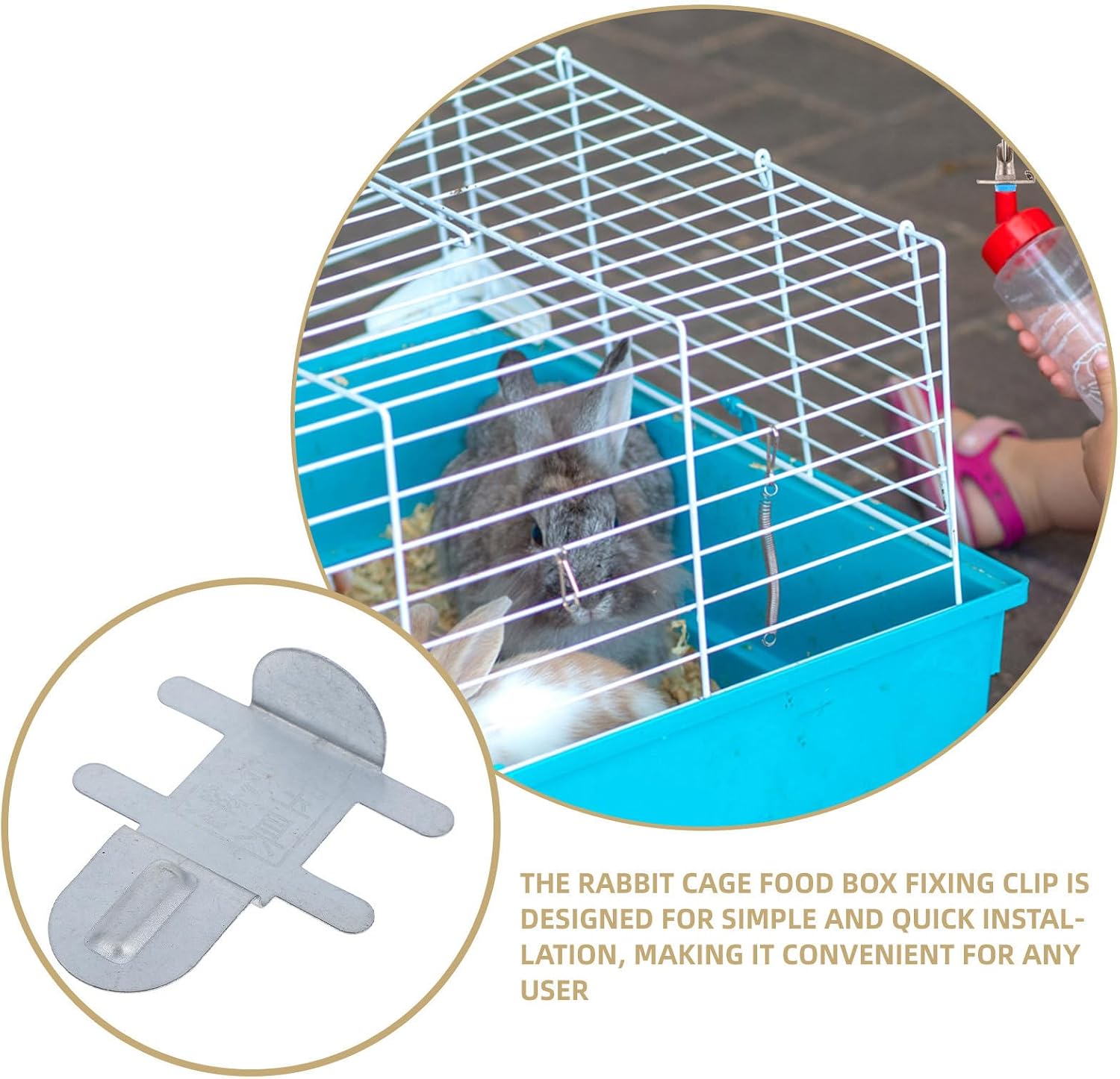 10pcs Rabbit Cage Food Box Clips Stainless Steel Locking Hold | Silver Finish, Adjustable Height, Easy Installation, Secure Fit for Farms and Ranches, Small Animal Pet Use