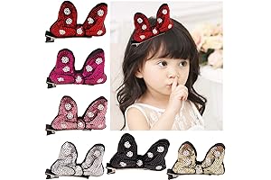 CÉLLOT 6 Pack Mouse Ear Clips, Glitter Sequins Hair Bows