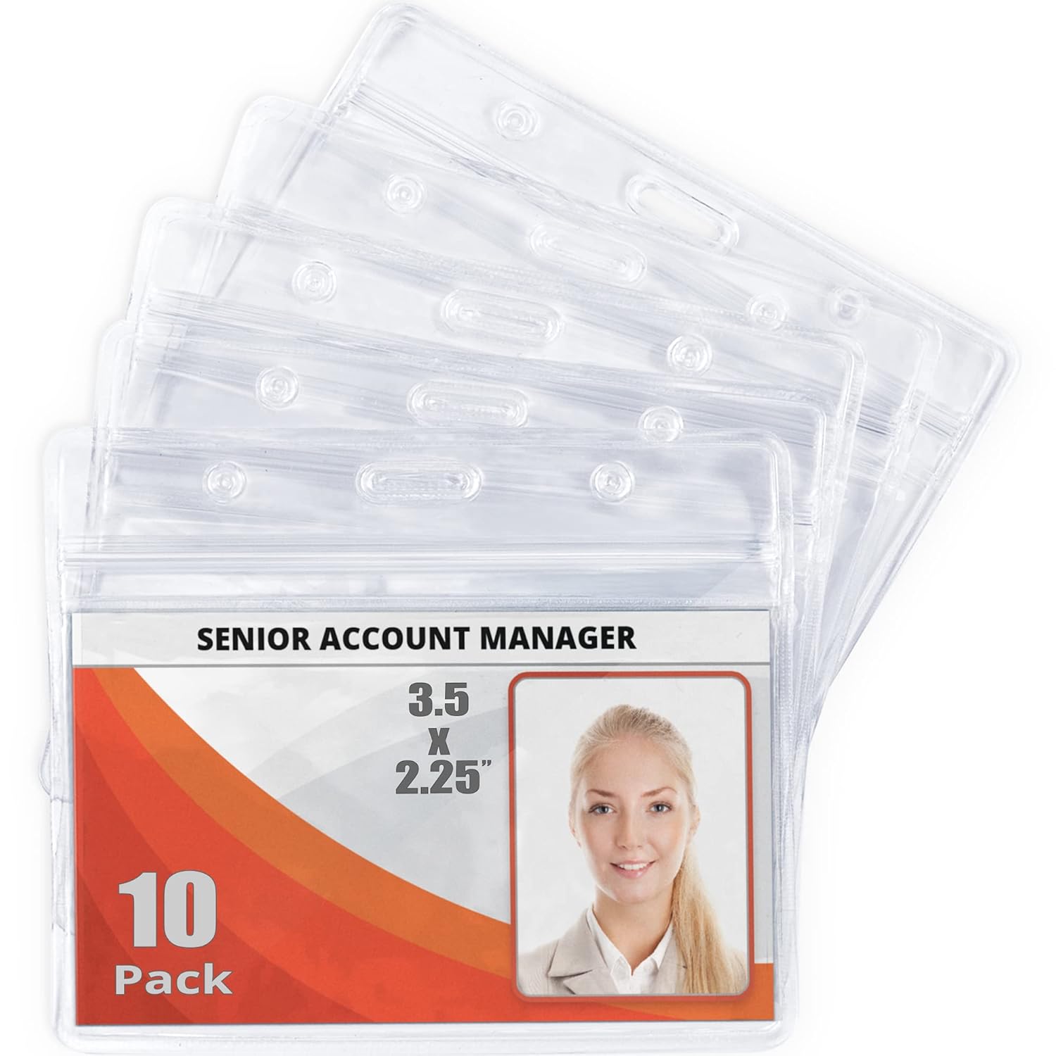 MIFFLIN Horizontal ID Name Badge Holder (Clear, 2.25x3.5 Inches, 10
