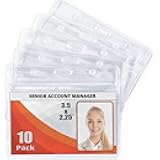 Mifflin-USA Horizontal ID Name Badge Holder (Clear, 3.5x2.25 Inches, 10 Pack), Waterproof and Resealable Plastic Card Holders