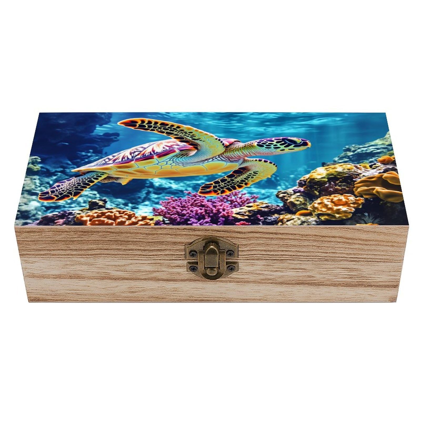 asbwuo Turtle Vintage Wooden Keepsake Box