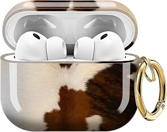 ZEKICE for AirPods Pro 3 Case, Compatible with AirPods Pro 3rd Generation Case 2025, Shockproof Protective Cover with Golden Carabine Brown Cowhide Skin