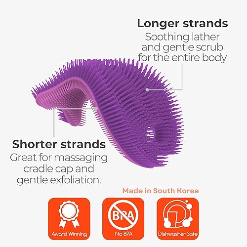 Miniatura 3 de Innobaby Bathin' Smart - Exfoliante de baño de silicona sensorial para bebés y niños pequeños, color morado