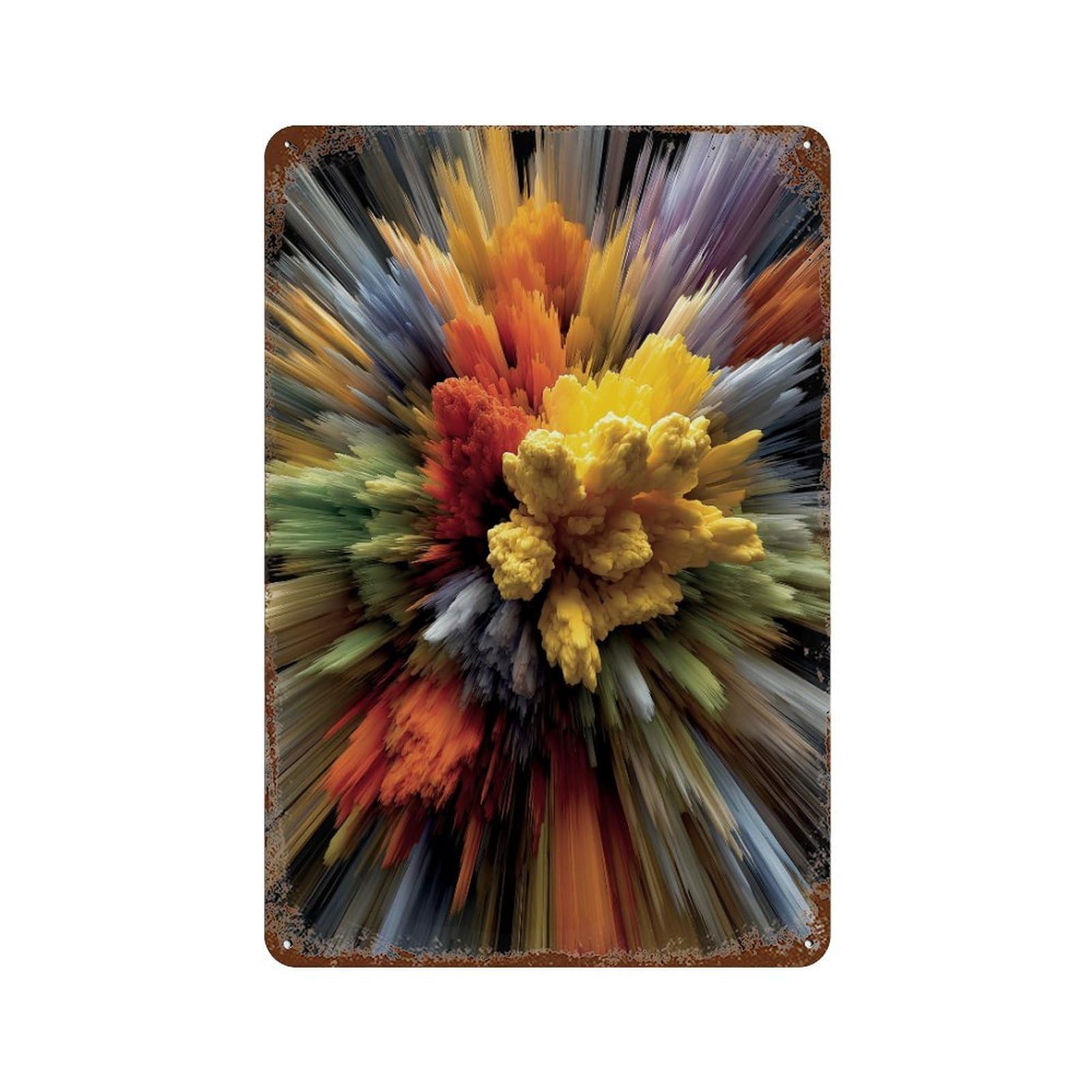 Colorful Abstract Explosion Art Retro Metal Sign 11.8"x7.9", Farmhouse Wall Decor for Garage, Pub Or Kitchen