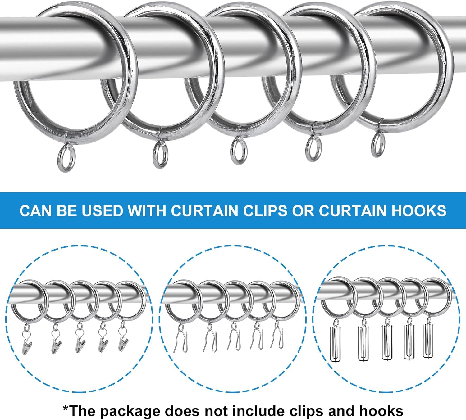 Thick Metal Carved Curtain Rings - 0.25"/6.3mm Ring, Intricately Engraved Design, 1.75"/44mm Inner Diameter, for Rods up to 1.5"/38mm (Satin Nickel-28pcs)