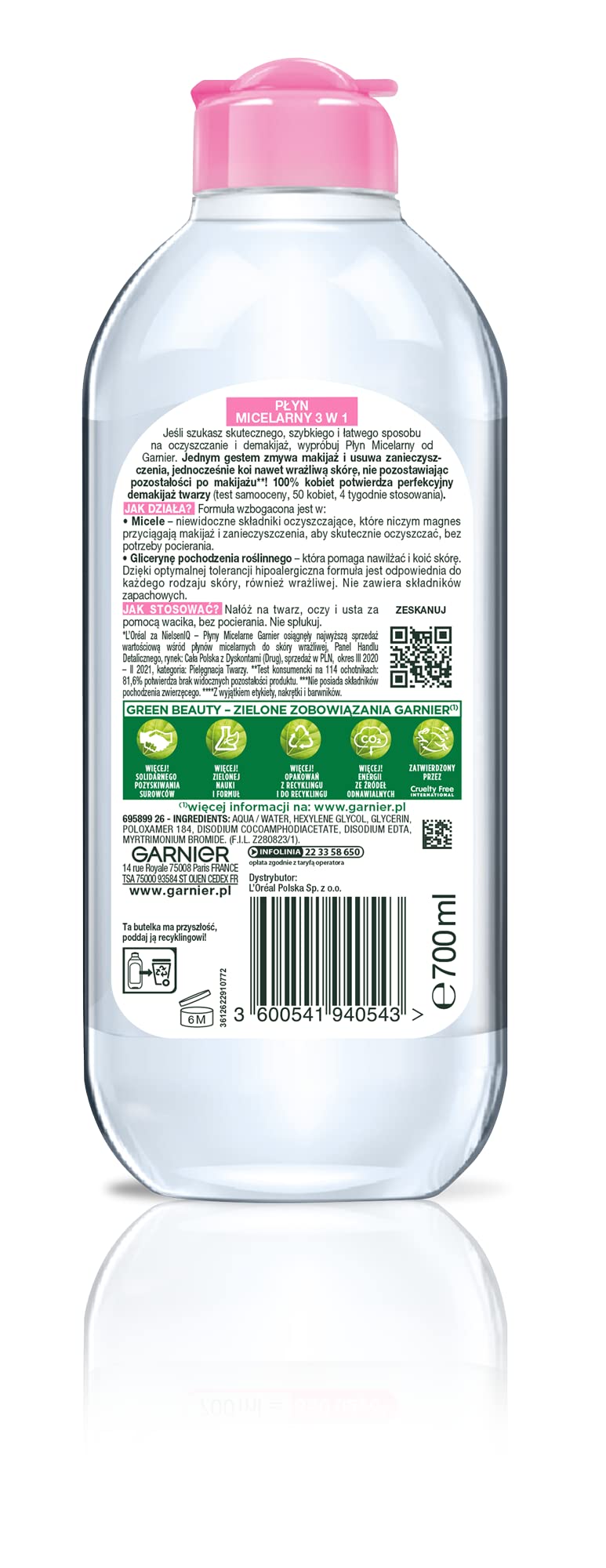 Garnier Skin Naturals Płyn Micelarny 3w1 dla skóry wrażliwej 700 ml