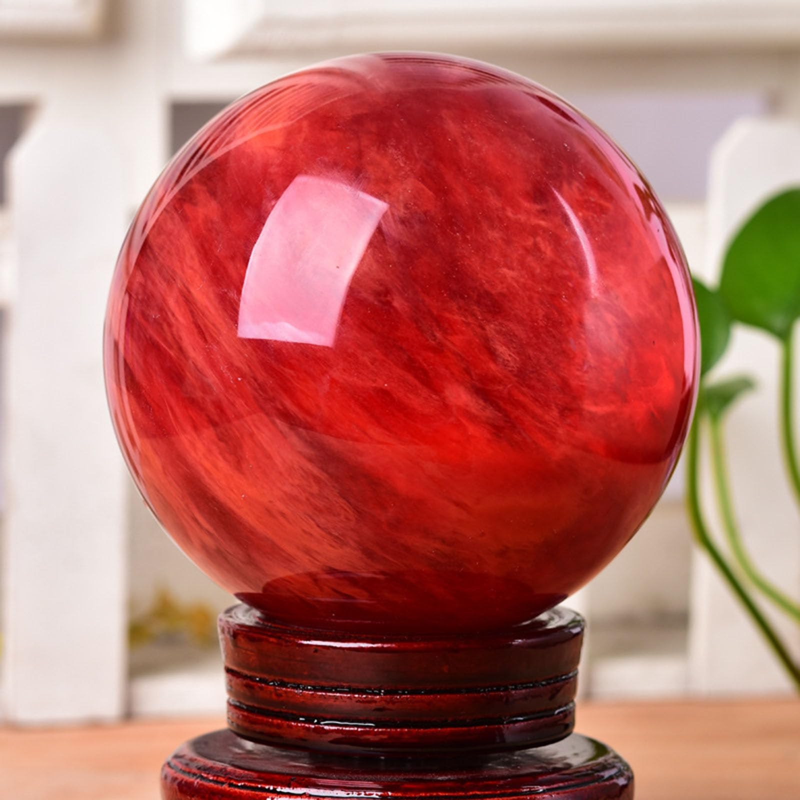Schmelzstein, rote Kristallkugel, Energieheilkugel, Kristall(8cm/3.14in)