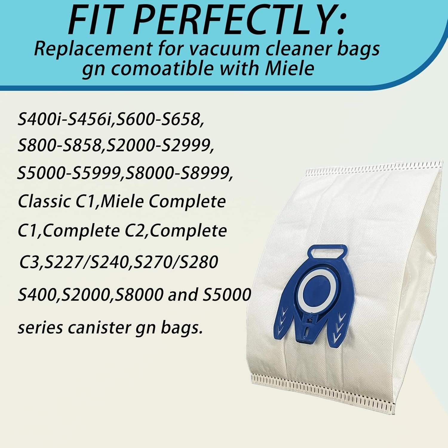 30 Pack 3D Airclean GN Vacuum Bags Compatible with Miele Classic C1, Complete C1, Complete C2, Complete C3, S227/S240 S270 S400i S600 S2 S5 S8 Series