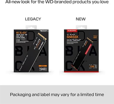 WD_BLACK SN850X NVMe SSD 2 TB Internal SSD (Gaming Memory PCIe Gen4 Technology Read 7300 MB/s Write 6600 MB/s) Black