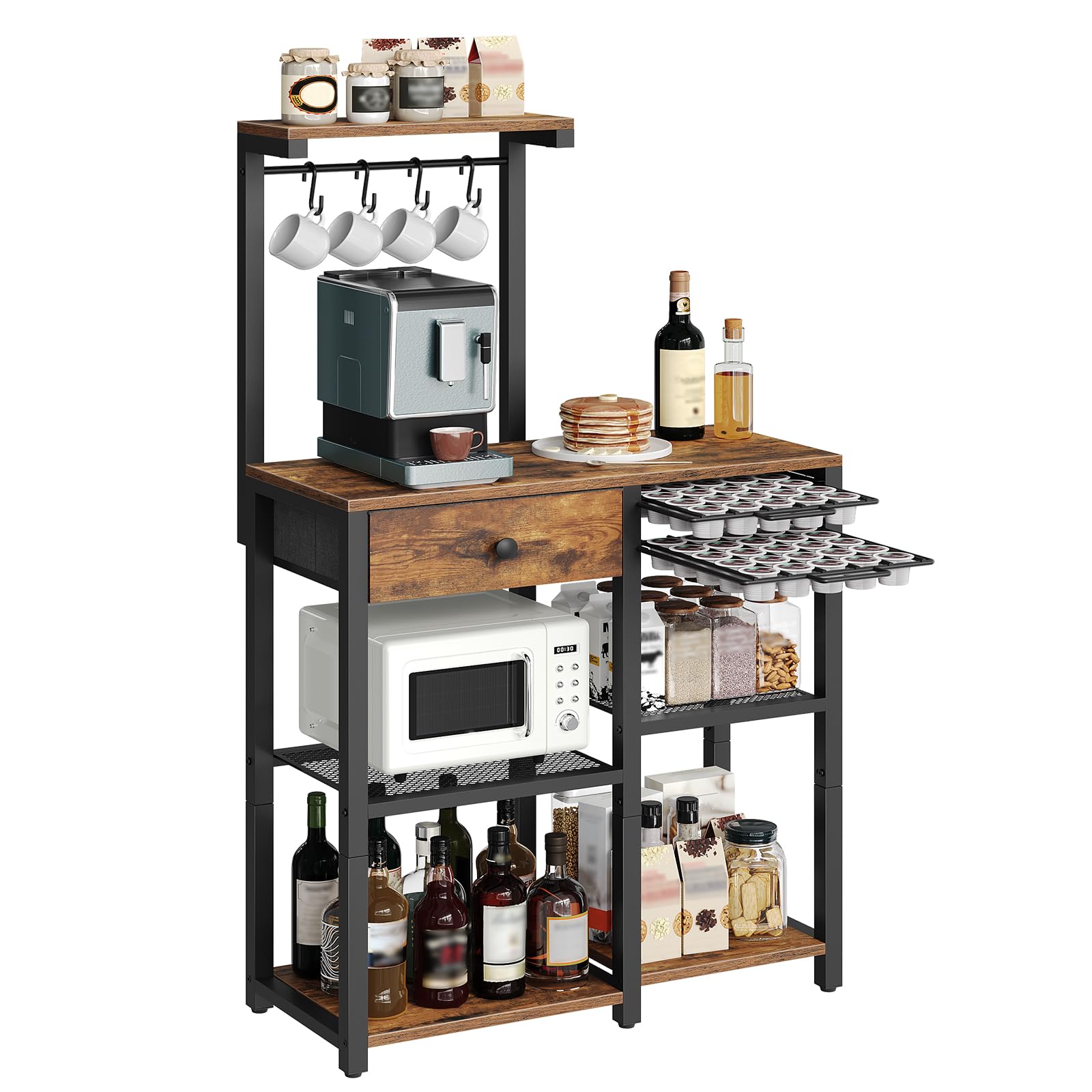 Support à café rustique YATINEY meuble de rangement industriel pour bureau