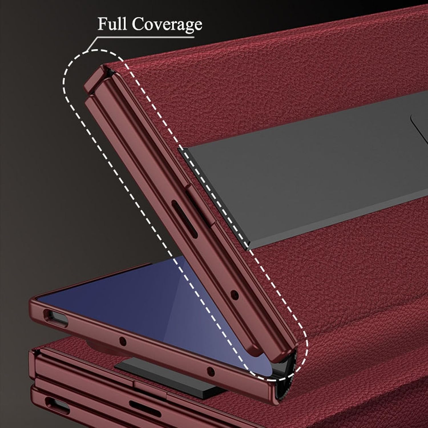 Leather Case for Samsung Galaxy Z Trifold, Folio Cover with Screen Protector & Kickstand, Business Magnetic Protective Shell(Red)