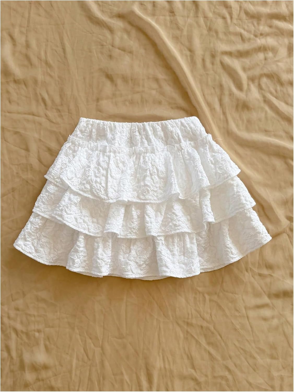 SOLY HUX Girl's Ruffle Mini Skirt Elastic Waist Layered A Line Textured Summer Skirts - Image 3