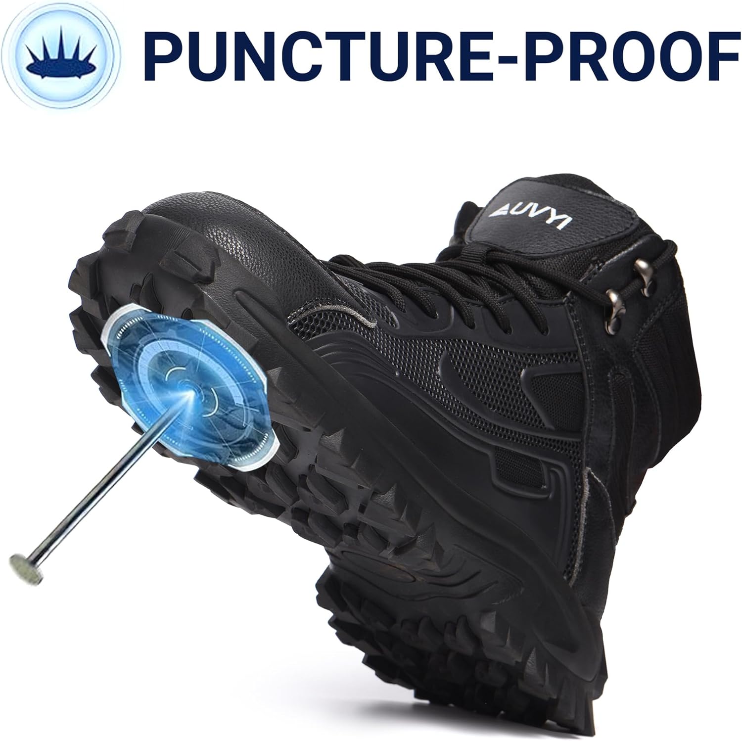 Steel Toe Work Boots for Men - Wide Toe Lightweight Safety Boots with Breathable Mesh Upper, Slip-Resistan & Durable Shoes - Image 5