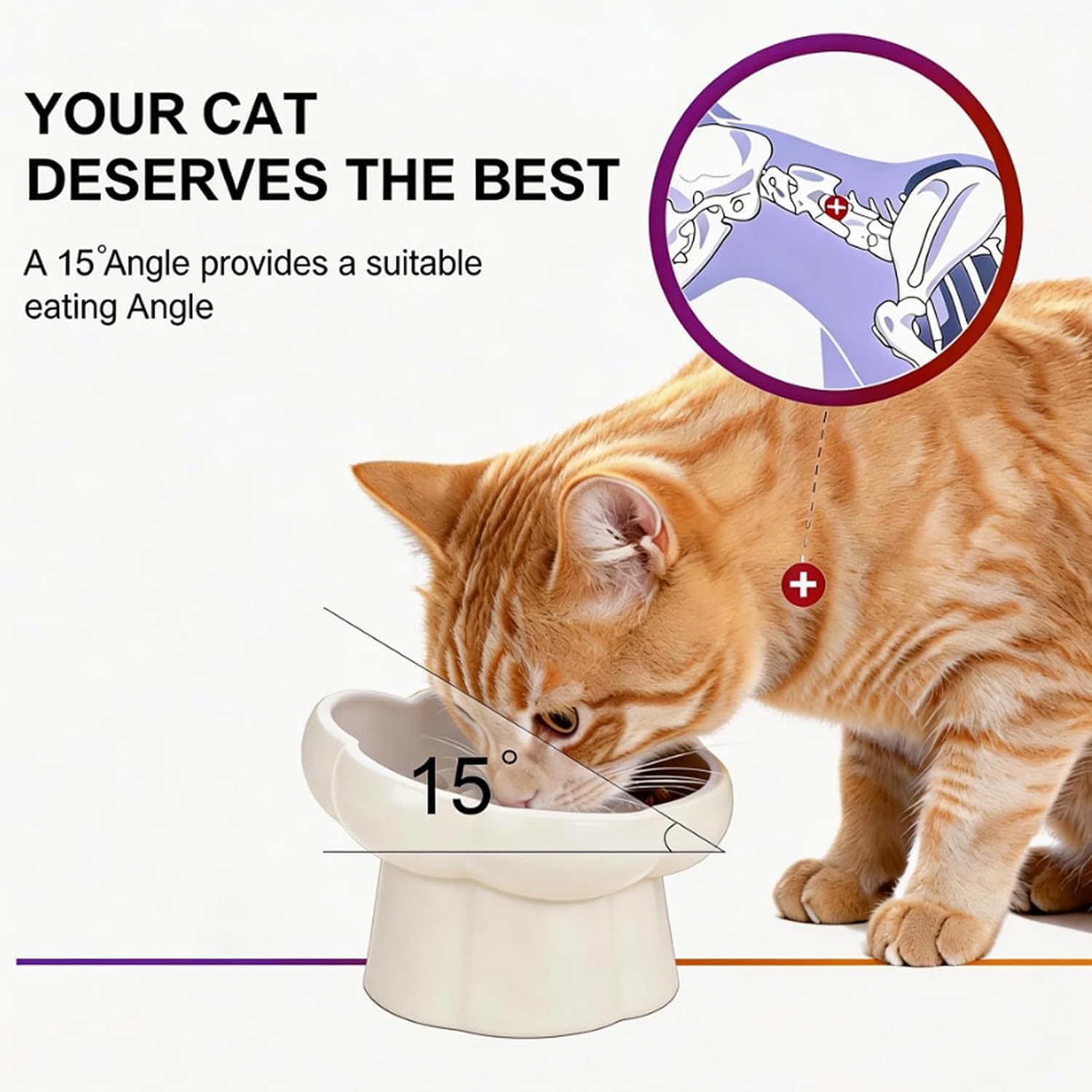Ceramic Raised Slow Feeder Cat Bowl,Cat Slow Feeder, image 2