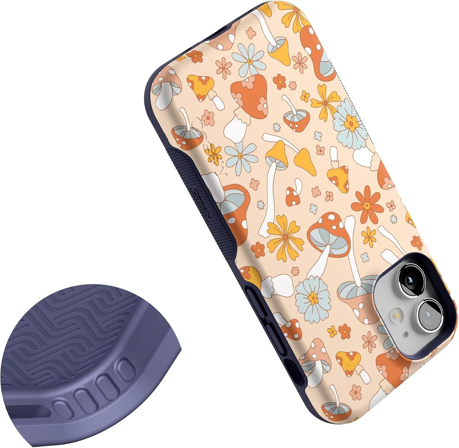 Casely iPhone 12 Mini Case | Mushroom Magic | Retro Floral | Compatible with MagSafe | Bold Protective Design