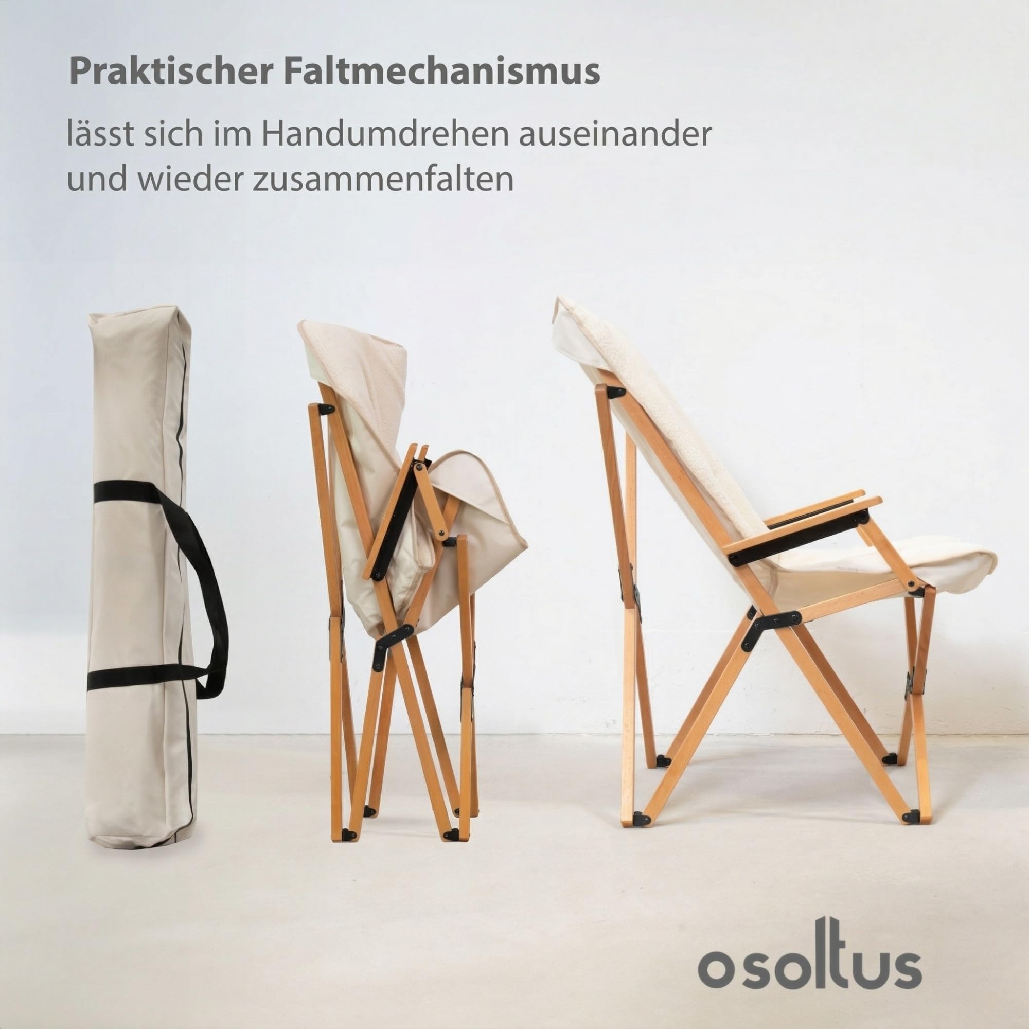osoltus Faltsessel Sessel Campingsessel Holz m.Fellbezug Greg