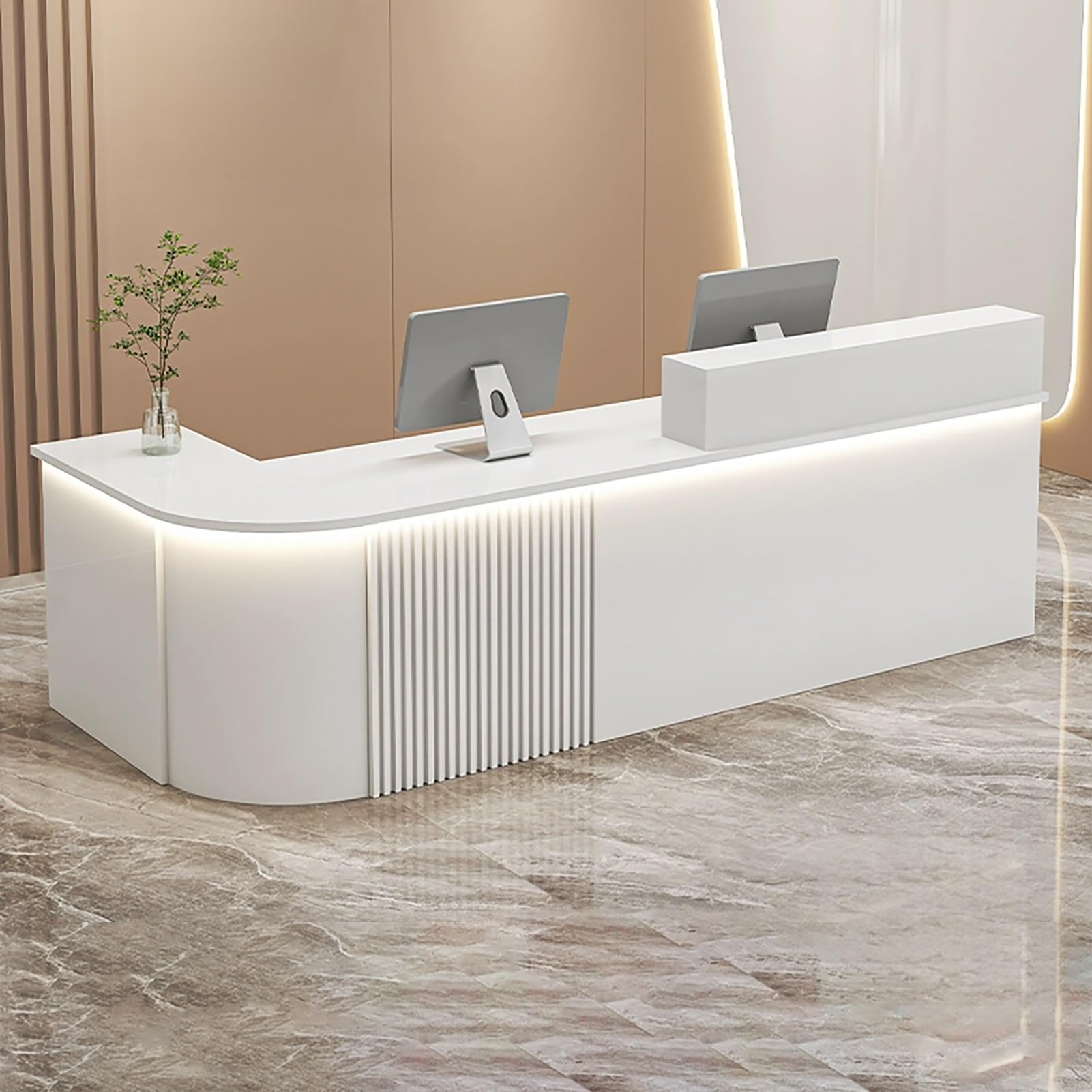 Generico Bancone Reception Bianco con Vassoio per Tastiera per Casse di Vendita al Dettaglio, bancone Moderno per saloni e Hall, 150x60x100 cm, Elegante e Funzionale, ID