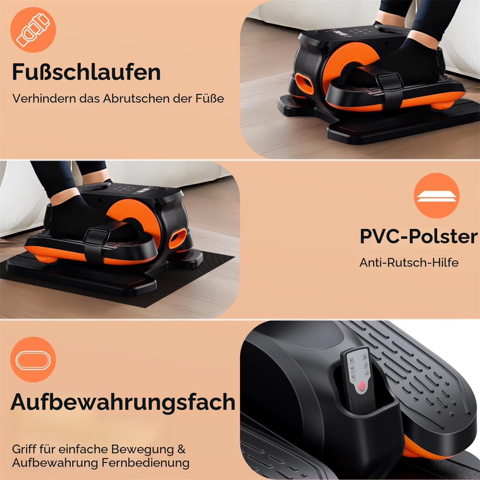 Morelax Mini Ellipsentrainer, Untertisch Elektrischer Crosstrainer, Leiser Pedaltrainer mit Fernbedienung, 12 Geschwindigkeiten