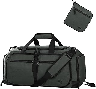 Faltbare Sporttasche Herren Damen Leichte Reisetasche mit Schuhfach Große Weekender Bag für Fitness, Reisen, Camping, 50L, Grau
