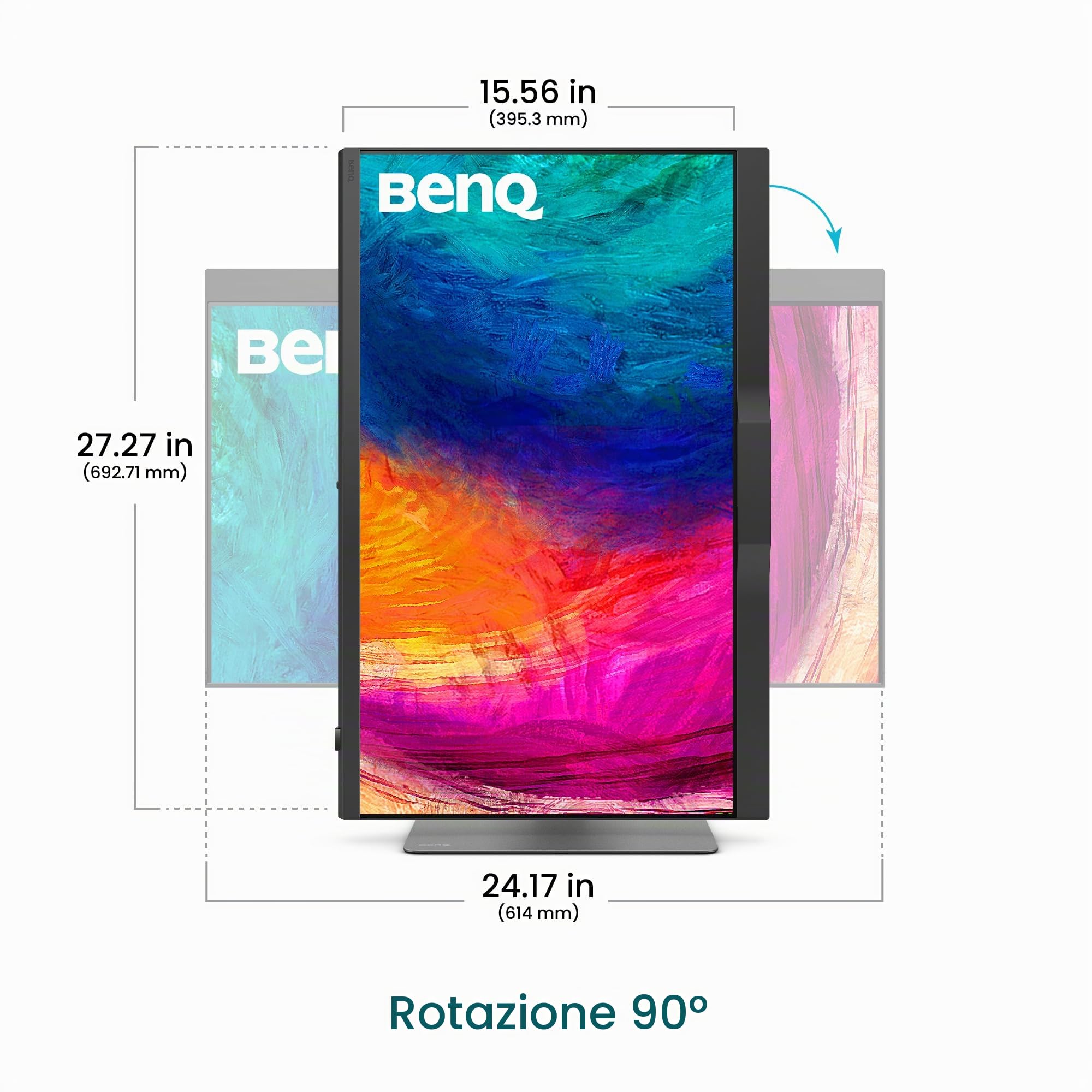 BenQ Creative Pro PD2770U 27” 4K monitor con gestione cromatica, calibrazione hardware, 99% RGB/DCI-P3, 100% Rec.709, USB-C96W, collegamento daisy chain, KVM, per studi grafici e di video editing
