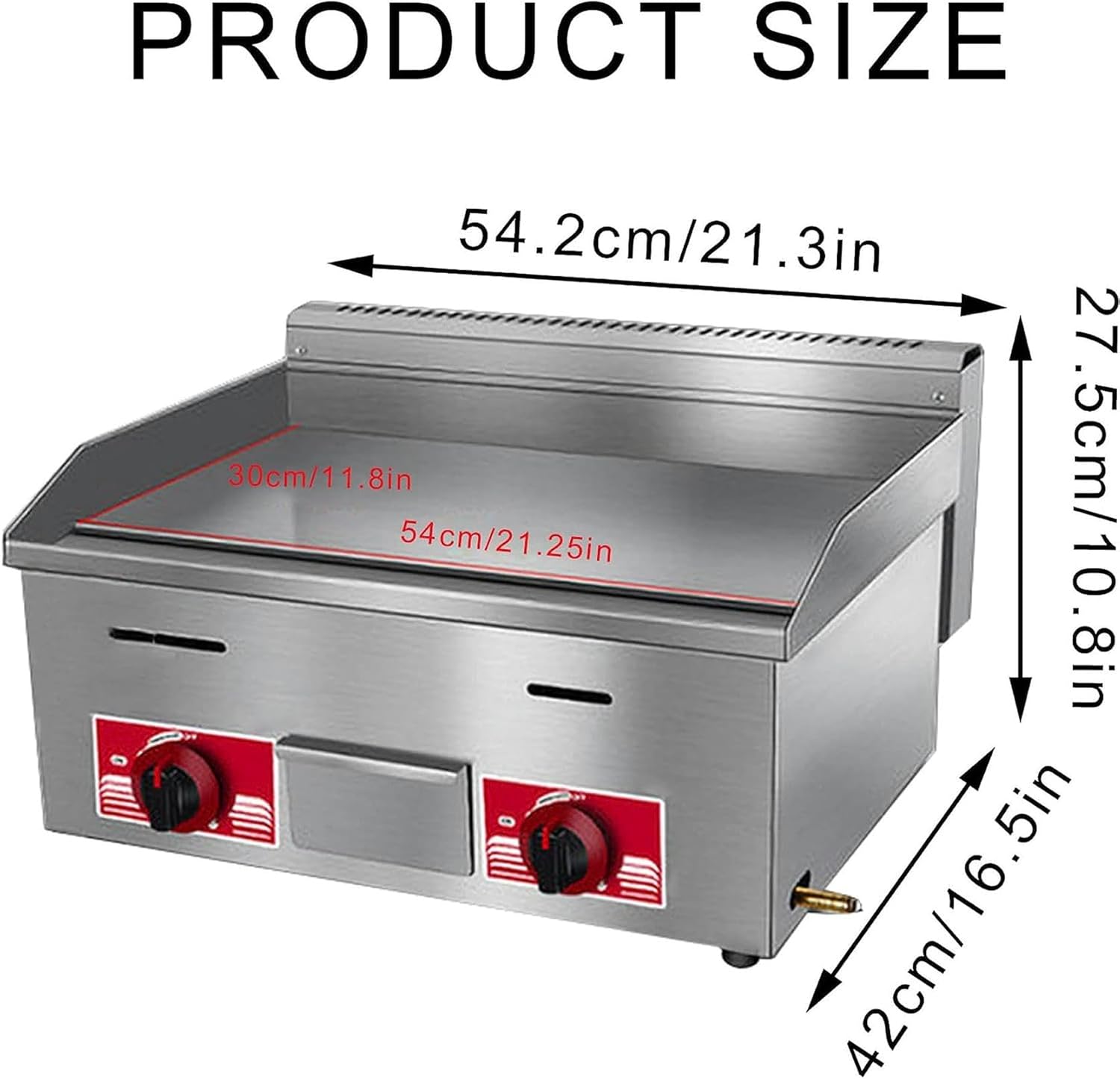 21" Commercial Gas Electric Griddle, Heavy Duty Stainless Steel Teppanyaki Flat Top Grill, for Kitchen Restaurant BBQ Tools