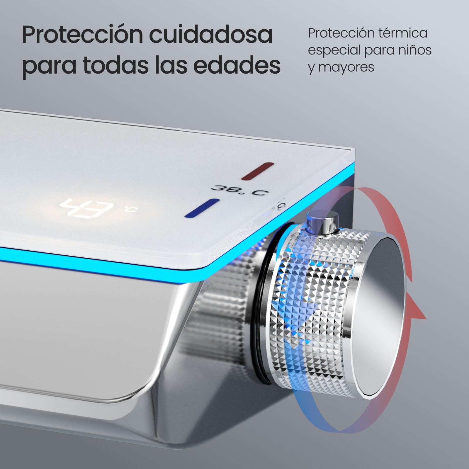 EMKE Columna de Ducha con Termostato, Cromado, Iluminación LED