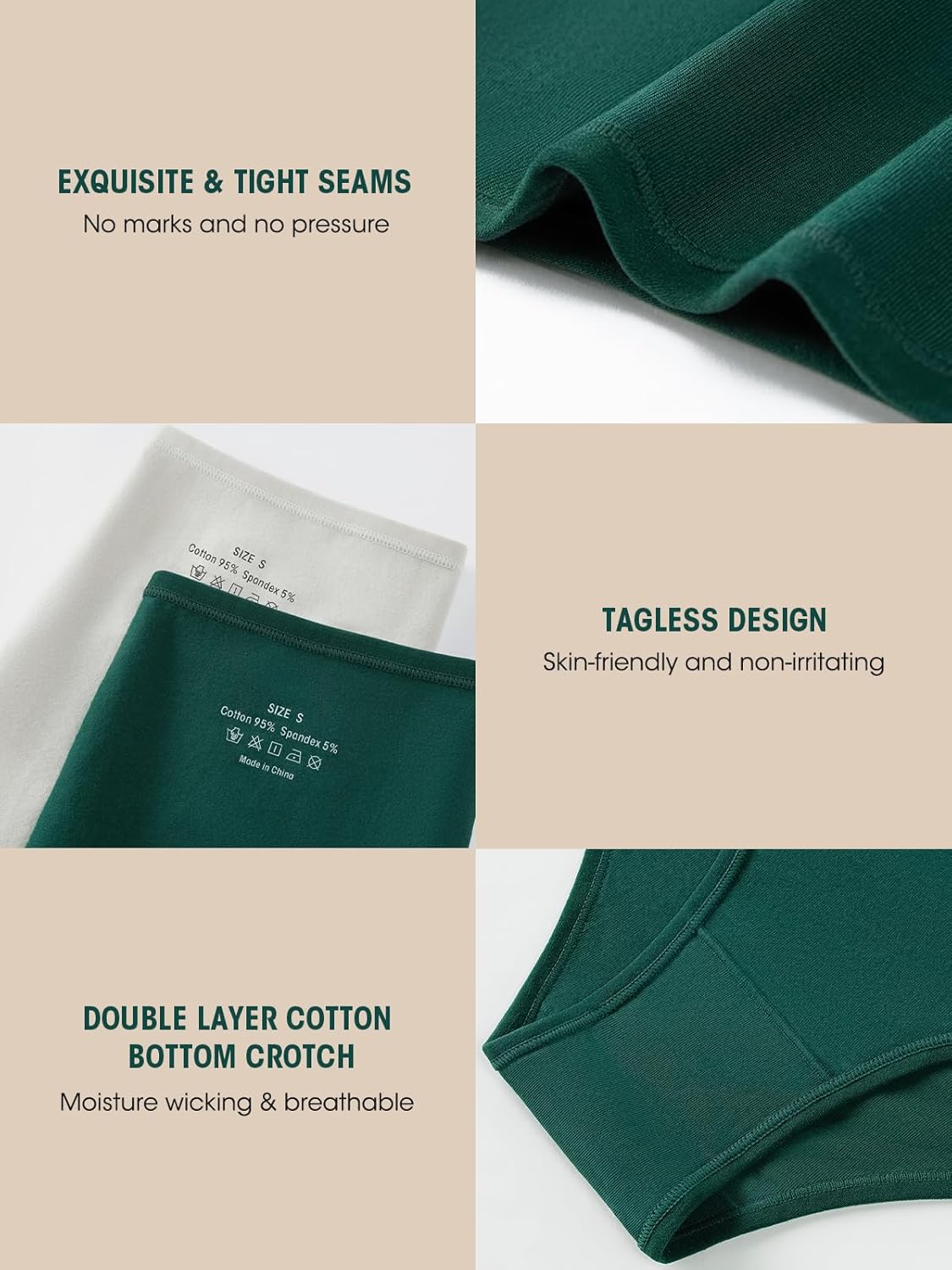 Womens Underwear Cotton Panties Soft Low Waist Hispter Breathable Stretch Ladies Bikini Underwear 6 Pack - Image 5