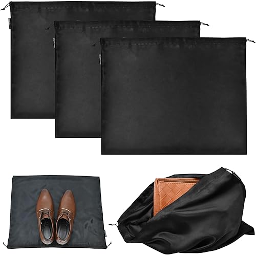 3 Pack Storage Bag with Drawstring, Dust Bags for Handbags, Multi-functional Closet Organizer for Clothes Underwear Shoes Purses Thin Blanket