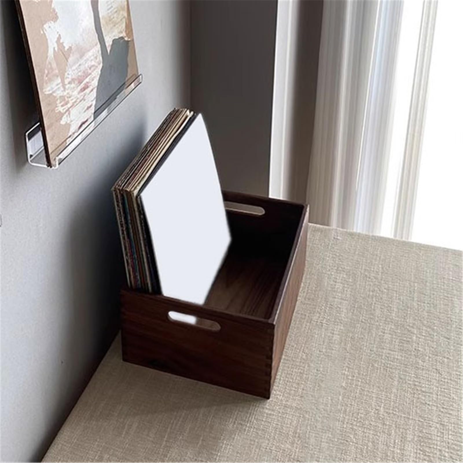 Ufficio Home Custodia for dischi in vinile in legno Minimalismo retrò Scaffale porta dischi