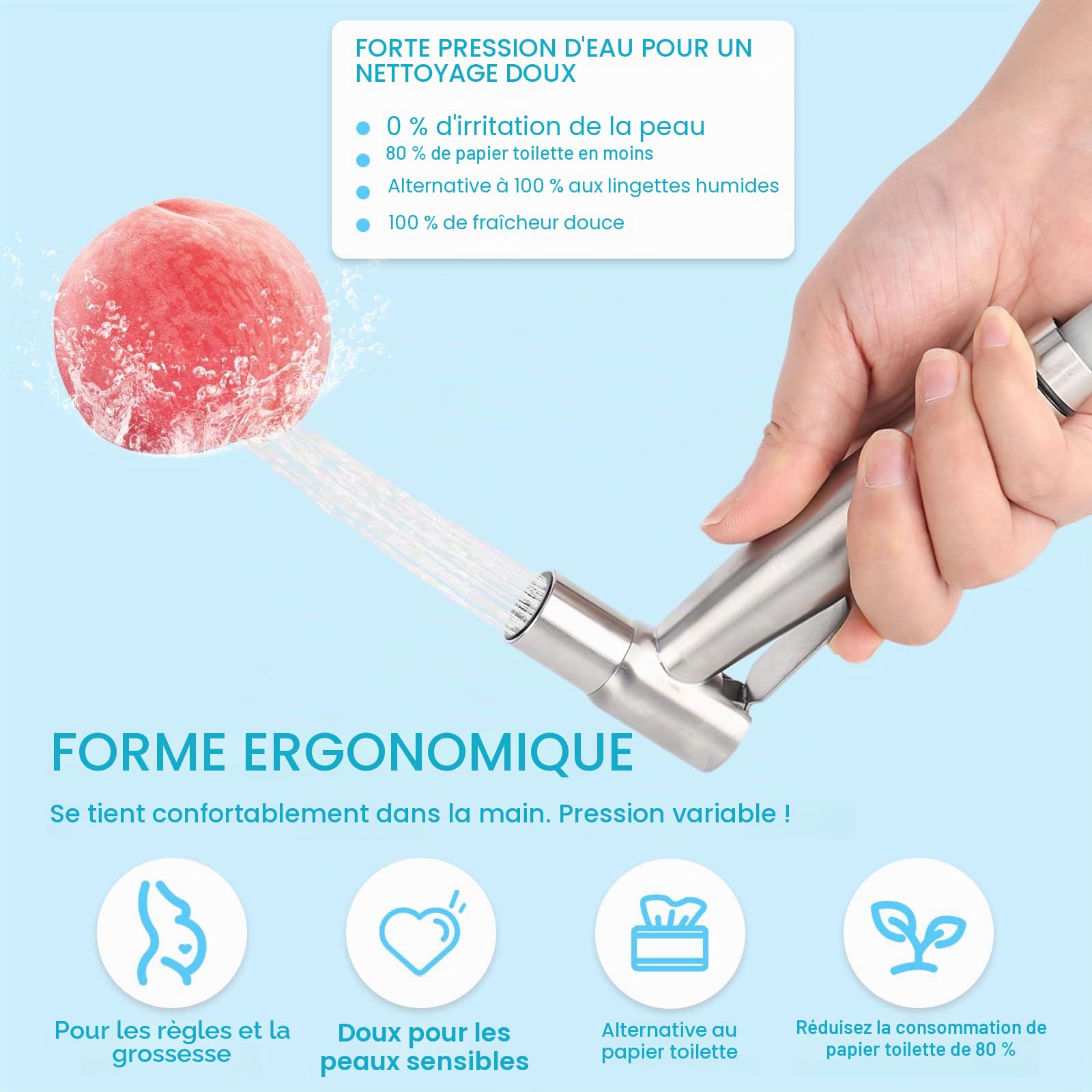 Douchette zestaw WC inless stalowy spray toaletowy, higiena osobista, bidet do toalety (G30 cm, 38 cm), łatwe wkładanie i czyszczenie