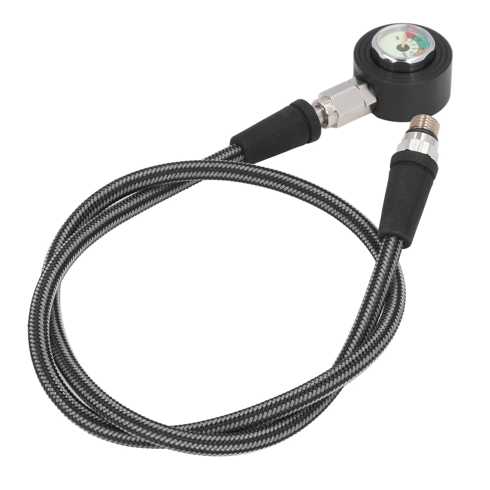 Manómetro de Buceo, Manómetro de Brillo Nocturno Sumergible Luminoso Profesional, con Manguera de Alta Presión, para Buceo Subacuático con Regulador BCD (80cm)