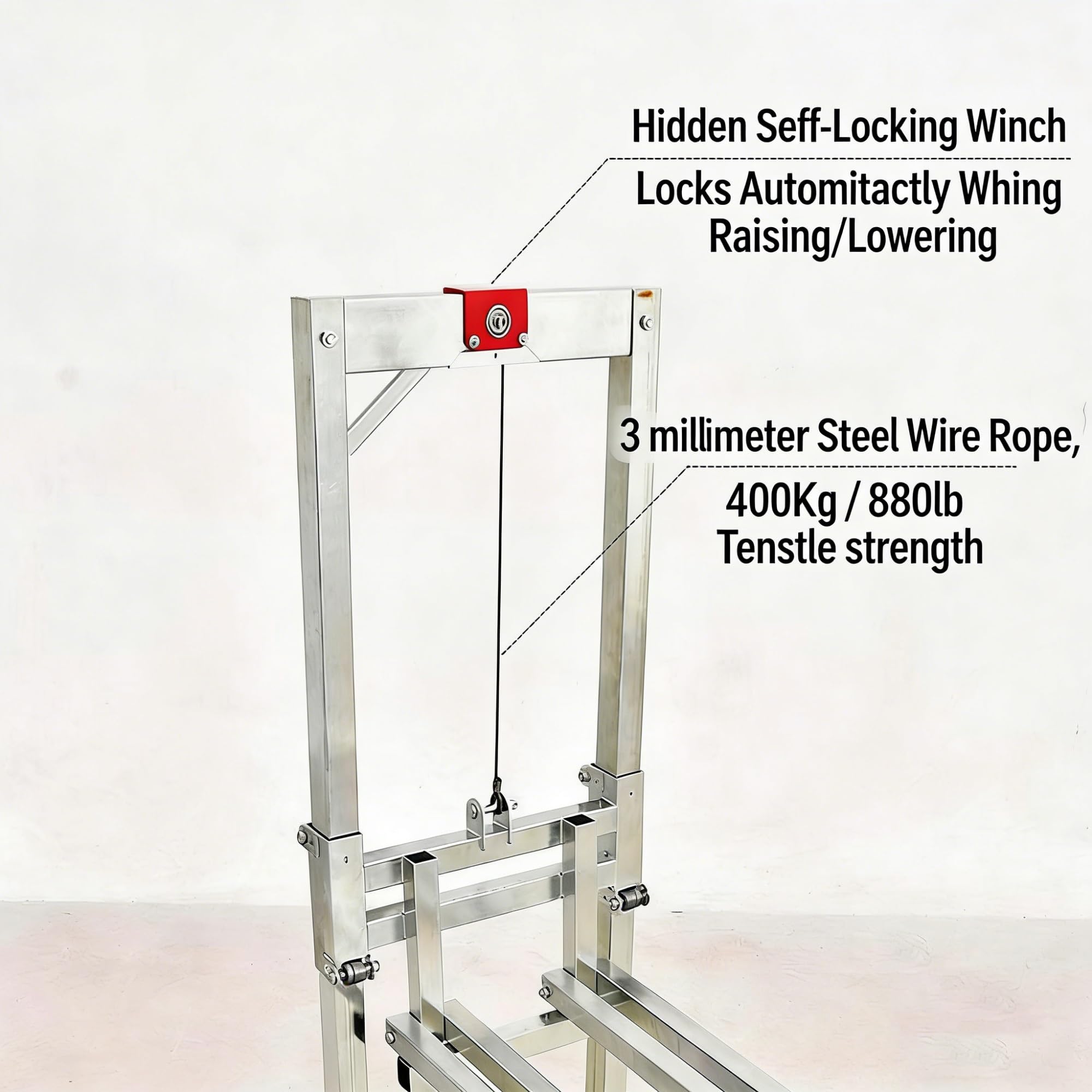 Impilatore con verricello manuale, carrello elevatore manuale, capacità di carico 60 kg, gru da carico in acciaio, transpallet multifunzionale