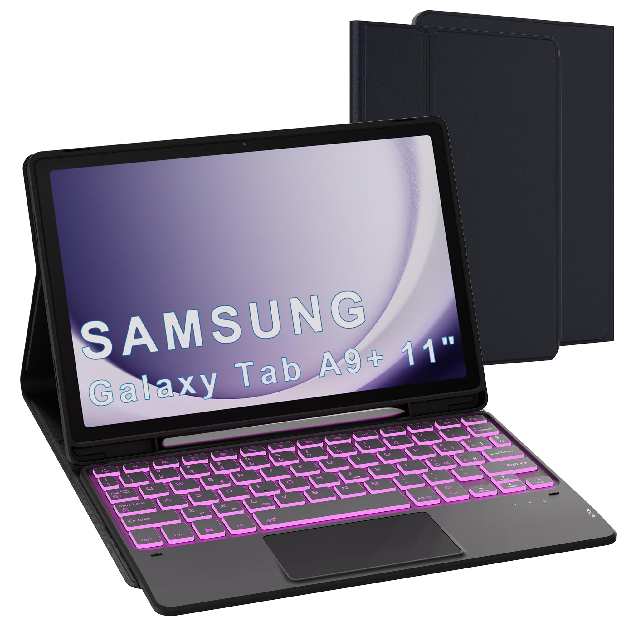 VANKEYPAD Tastiera Custodia per Samsung Galaxy Tab A9+ 11 Pollici (SM-X210/X216/X218) - con Touchpad Tastiera Bluetooth Rimovibile - per Galaxy Tab A9 Plus 11" 2023 Custodia QWERTY Italiano, Nero