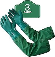 Vista 1 de PACIFIC PPE 3 pares de guantes de goma de 26 pulgadas, resistentes a los químicos, guantes impermeables extra largos de servicio pesado con forro