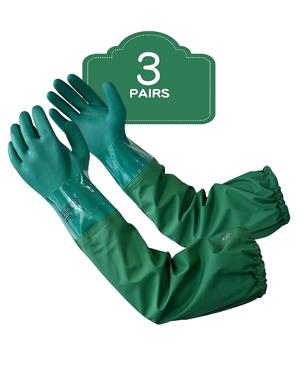 PACIFIC PPE 26 Inch Chemical Resistant PVC Gloves, Waterproof, 3 Pairs by PACIFIC PPE - Used condition - US$25.69