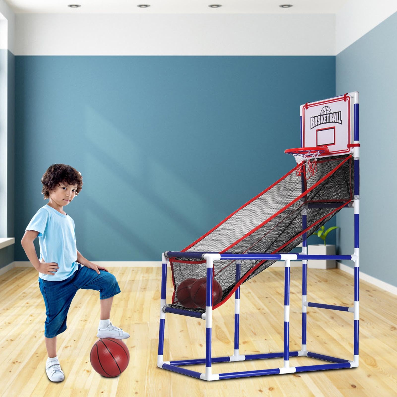 Máquina de Tiro de Basket-Ball para - Aro de Baloncesto de Pared Juego de Arcade Interior | Punch Frame Sports Toy Kids, de Basket-Ball con Bola y Bomba para Habitación, Sala