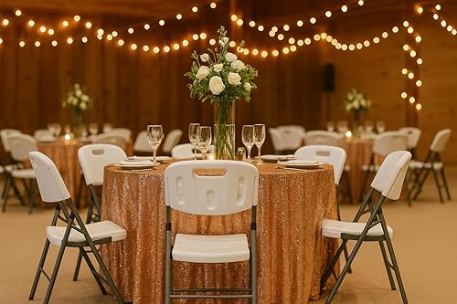 Miniatura 2 de BTEXPERT Silla plegable blanca con marco de acero, silla plegable comercial resistente, asiento portátil de plástico HDPE, silla de eventos para