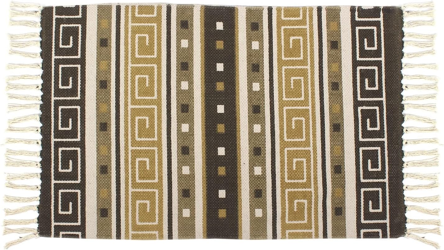 Geometric Rug (Beige, Cotton, 1.5 X 2.5 Feet)